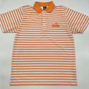 PAGE & TUTTLE Men’s Orange Striped Polo‎ Shirt size M Lake Cumberland Gol…